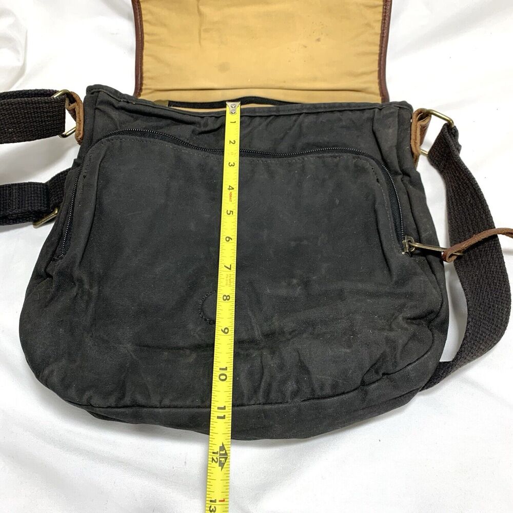 DULUTH TRADING Oil Cloth Sling Crossbody Messenger Bag Black - Picture 9 of 10